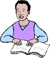 student reading Braille book