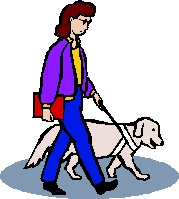 woman walking with guide dog