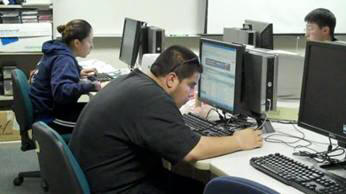 students working in computer lab