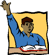 man raising hand