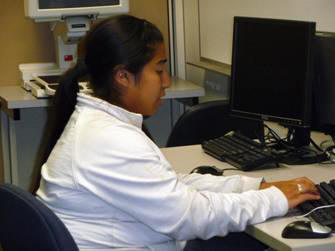 student working in computer lab