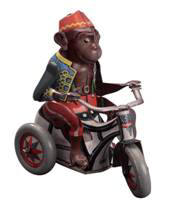 toy monkey on a tricycle
